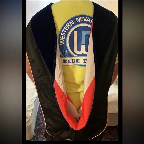 Cotrell Leonard PhD Doctoral Hood Graduation ceremony cowl Regalia Blue white OS - Picture 1 of 13